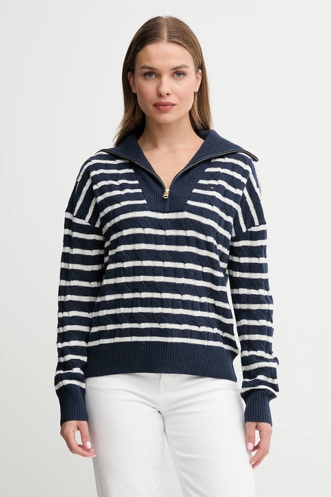 Tommy Hilfiger sweter wełniany damski kolor granatowy WW0WW46425 - zdjęcie produktu nr 1