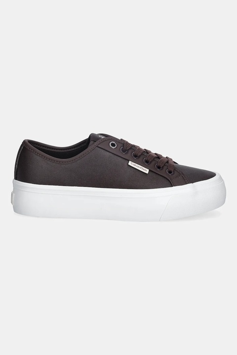 Calvin Klein sneakersy VULC FLATF LACE UP LTH CK damskie kolor brązowy YW0YW01932 - zdjęcie produktu nr 1
