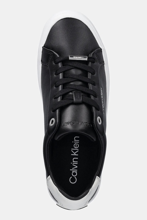Calvin Klein sneakersy skórzane VULC LACE UP LTH/MOIRE BT damskie kolor czarny HW0HW02747 - zdjęcie produktu nr 2