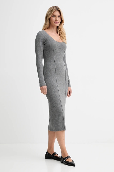 Calvin Klein sukienka kolor szary midi dopasowana LV044D366G - zdjęcie produktu nr 2