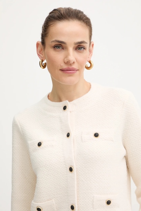 Morgan kardigan z domieszką wełny damski kolor beżowy lekki MVIC - zdjęcie produktu nr 2