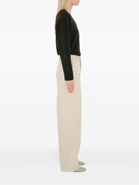 Burberry logo embroidered straight-leg trousers - Neutrals - zdjęcie produktu nr 2