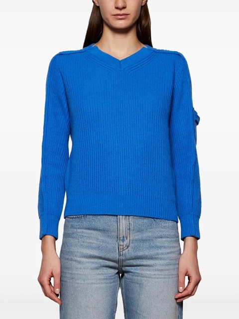 Victoria Beckham V-neck knitted sweater - Blue - zdjęcie produktu nr 2