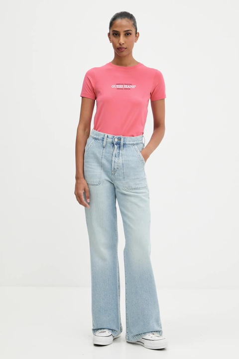 Guess Jeans t-shirt damski kolor różowy W4YI03 J1314 - zdjęcie produktu nr 2