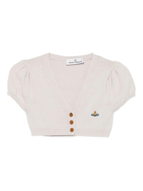 Vivienne Westwood puff-sleeve Orb cropped cardigan - White - zdjęcie produktu nr 1