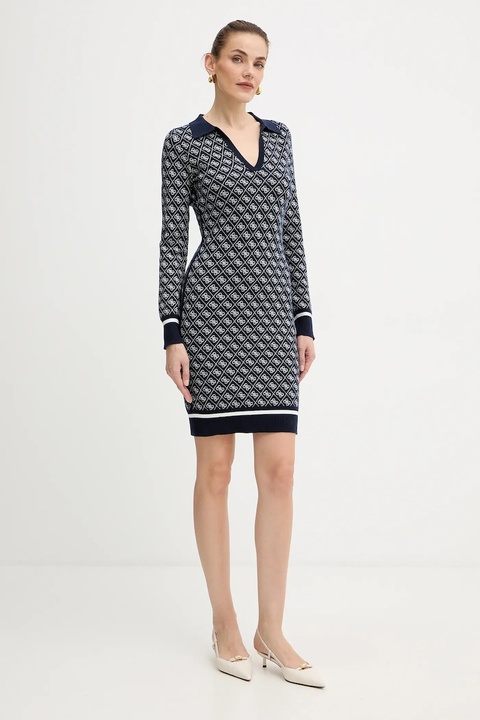 Guess sukienka z domieszką wełny AUBREY kolor granatowy mini dopasowana W5BK25 Z3JD2 - zdjęcie produktu nr 2