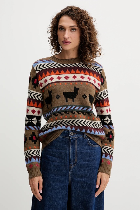 Weekend Max Mara sweter z dodatkiem wełny z alpaki QUIRITE damski kolor brązowy lekki 2525366302600 - zdjęcie produktu nr 1