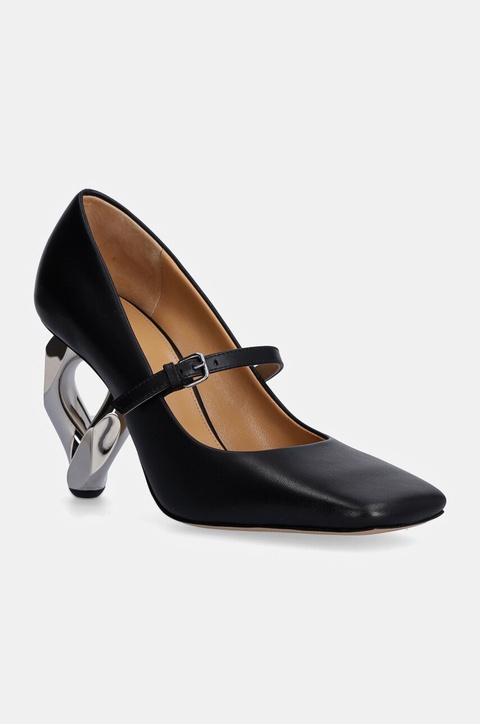 JW Anderson czółenka skórzane Chain Heel kolor czarny na słupku ANW43251A - zdjęcie produktu nr 1