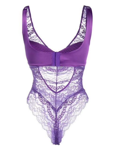Versace lace-detail bodysuit - Purple - zdjęcie produktu nr 2