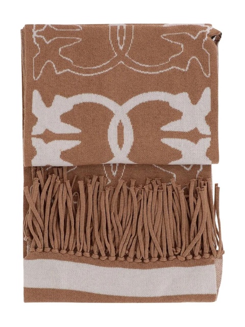 PINKO Love Birds fringed scarf - Neutrals - zdjęcie produktu nr 1