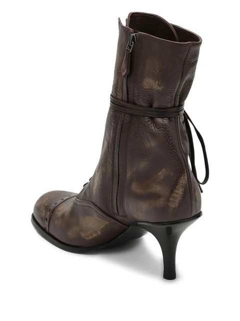 Miu Miu 75mm leather boots - Brown - zdjęcie produktu nr 2