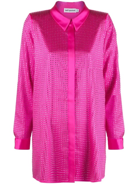 Self-Portrait rhinestone-embellished long-sleeved shirt - Pink - zdjęcie produktu nr 1