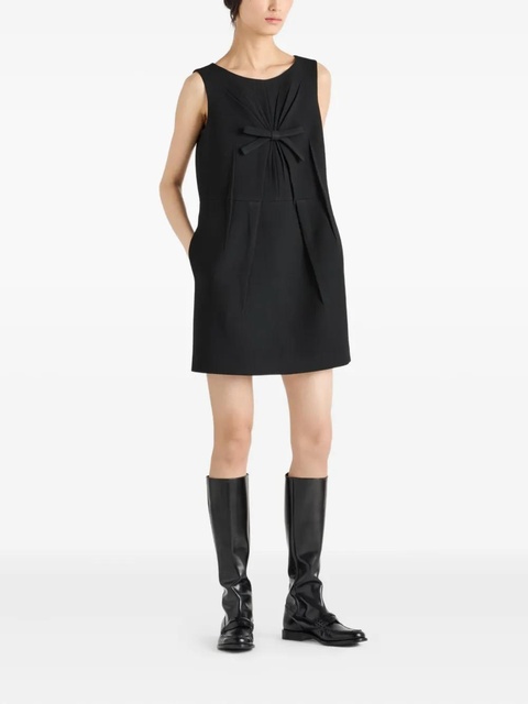 Prada bow-detail pleated mini dress - Black - zdjęcie produktu nr 1