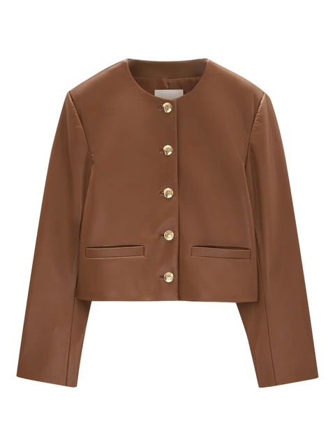 ANINE BING button-fastening leather jacket - Brown - zdjęcie produktu nr 1