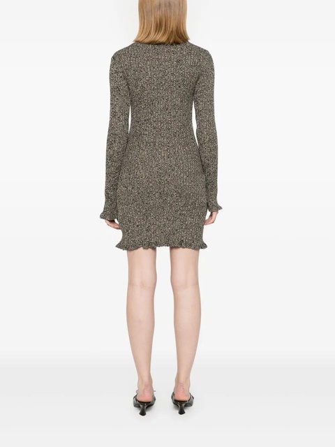 Blumarine mélange ruffled ribbed mini dress - Neutrals - zdjęcie produktu nr 2