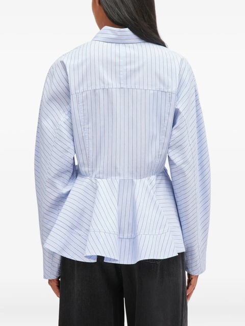 GANNI stripe peplum cotton shirt - Blue - zdjęcie produktu nr 2