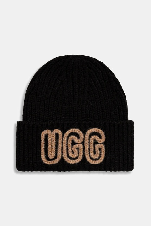 UGG czapka z domieszką wełny CHUNKY kolor czarny 102345 - zdjęcie produktu nr 1