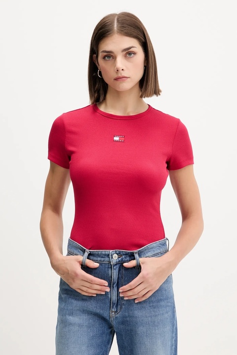 Tommy Jeans t-shirt damski kolor bordowy DW0DW17881 - zdjęcie produktu nr 1