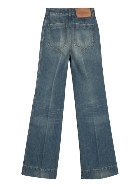 Victoria Beckham logo-embroidered wide jeans - Blue - zdjęcie produktu nr 1