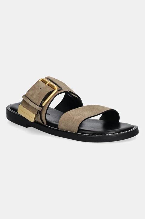 Marc O'Polo klapki zamszowe STINA 1B damskie kolor beżowy 50318691102100 - zdjęcie produktu nr 1