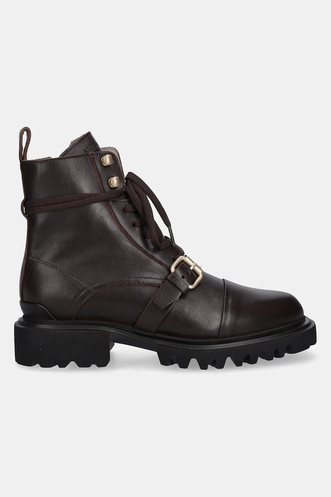 AllSaints workery skórzane Tori Boot damskie kolor brązowy na płaskim obcasie W119FB - zdjęcie produktu nr 2