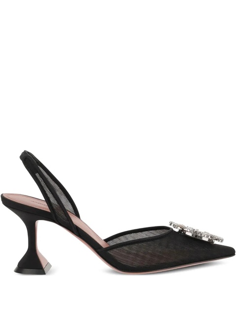 Amina Muaddi 70mm Begum crystal-embellished slingback pumps - Black - zdjęcie produktu nr 1