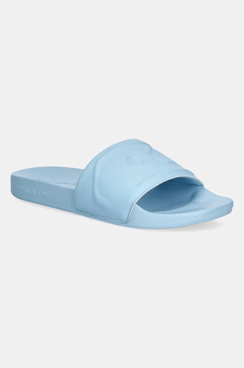 Calvin Klein Jeans klapki SLIDE PU HF MG damskie kolor niebieski YW0YW01879 - zdjęcie produktu nr 1