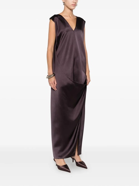 Sportmax V-neck draped maxi dress - Brown - zdjęcie produktu nr 2
