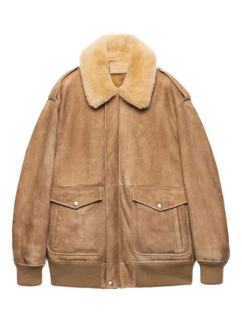 Prada shearling-collar patch-pocket jacket - Brown - zdjęcie produktu nr 1