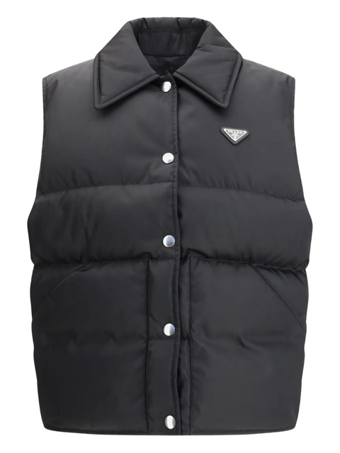 Prada logo-plaque padded vest - Black - zdjęcie produktu nr 1