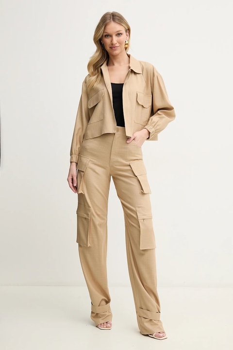 Simona Corsellini spodnie damskie kolor zielony proste high waist P25CPPA017 - zdjęcie produktu nr 1