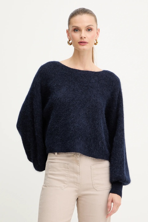 Marella sweter z dodatkiem wełny damski kolor granatowy 2523366384200 - zdjęcie produktu nr 1