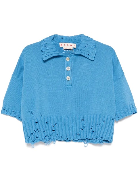 Marni cotton polo top - Blue - zdjęcie produktu nr 1