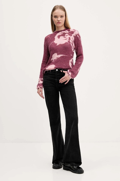 Desigual sweter z wełną HYDER damski kolor bordowy lekki 25WWJF31 - zdjęcie produktu nr 2