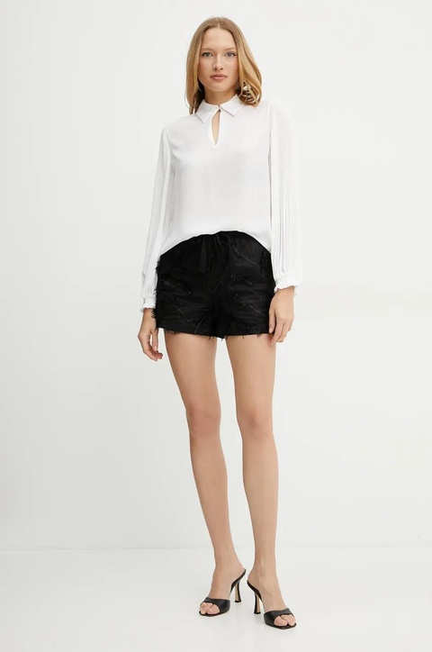 Silvian Heach szorty bawełniane CLESTI damskie kolor czarny z aplikacją high waist GPP25334SH - zdjęcie produktu nr 2