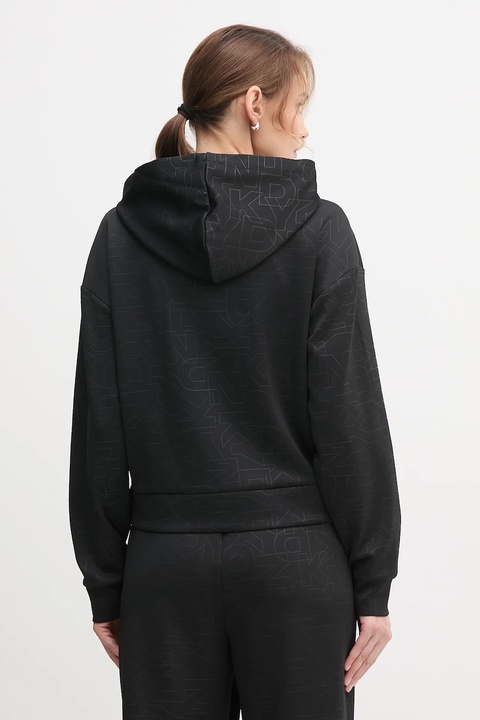 Dkny bluza KNIT JACKET damska kolor czarny z kapturem wzorzysta P5ME6CNY - zdjęcie produktu nr 2