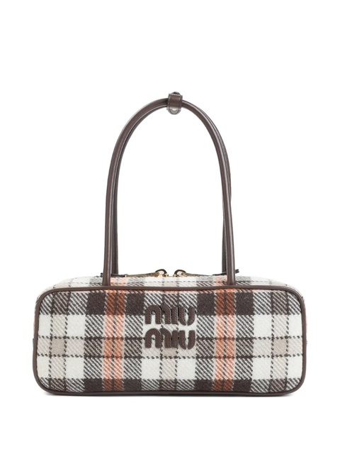 Miu Miu plaid-pattern top-handle shoulder bag - Brown - zdjęcie produktu nr 1