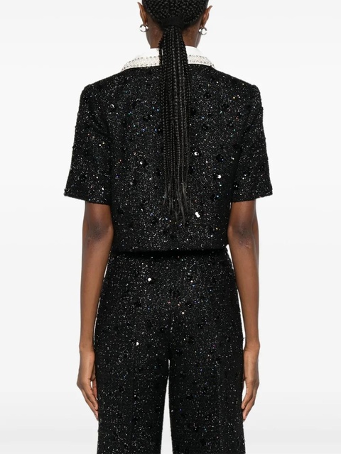 SANDRO sequin-embellished cropped jacket - Black - zdjęcie produktu nr 2
