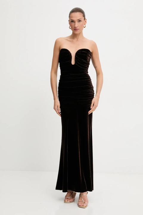 Bardot sukienka ELVIRA kolor brązowy maxi dopasowana 59692DB - zdjęcie produktu nr 2