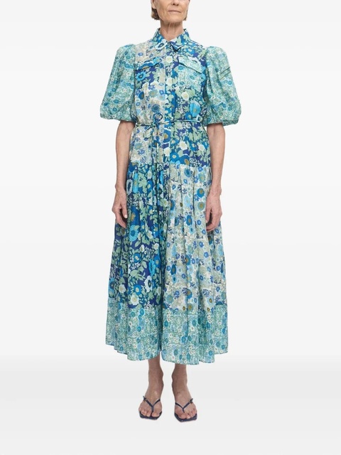 ALEMAIS puff-sleeve floral maxi dress - Blue - zdjęcie produktu nr 2