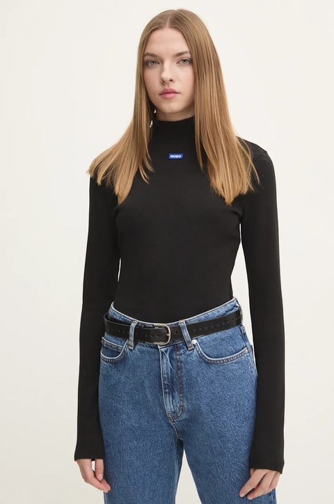 HUGO Blue longsleeve damski kolor czarny z półgolfem 50525318 - zdjęcie produktu nr 1