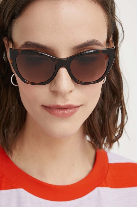 Emporio Armani okulary przeciwsłoneczne damskie kolor brązowy - zdjęcie produktu nr 1