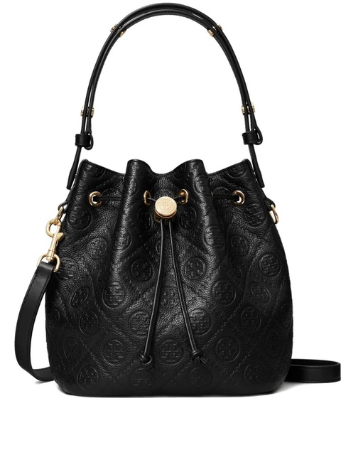 Tory Burch T-Monogram textured bucket bag - Black - zdjęcie produktu nr 1