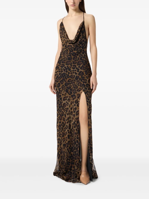 Blumarine leopard-print silk gown - Brown - zdjęcie produktu nr 2