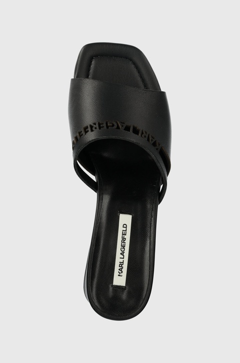 Karl Lagerfeld klapki skórzane PLAZA damskie kolor czarny na słupku KL32405 - zdjęcie produktu nr 2