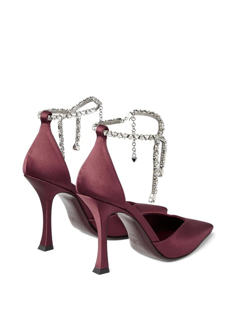 Jimmy Choo 100mm Stevie crystal-embellished satin pumps - Red - zdjęcie produktu nr 2