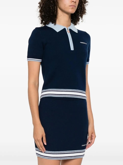 Casablanca zip-front striped knit top - Blue - zdjęcie produktu nr 1
