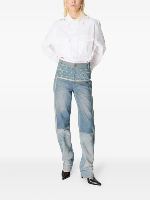 Marine Serre moon-print zip-fly jeans - Blue - zdjęcie produktu nr 2