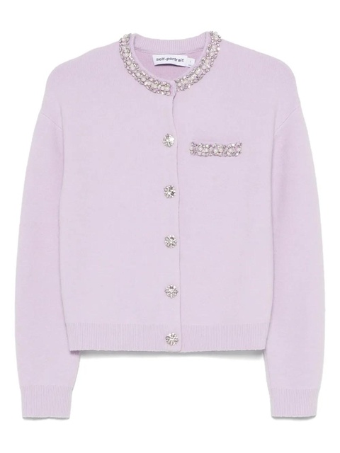 Self-Portrait crystal-embellished cardigan - Purple - zdjęcie produktu nr 1