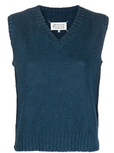 Maison Margiela basket-weave sleeveless sweatshirt - Blue - zdjęcie produktu nr 1